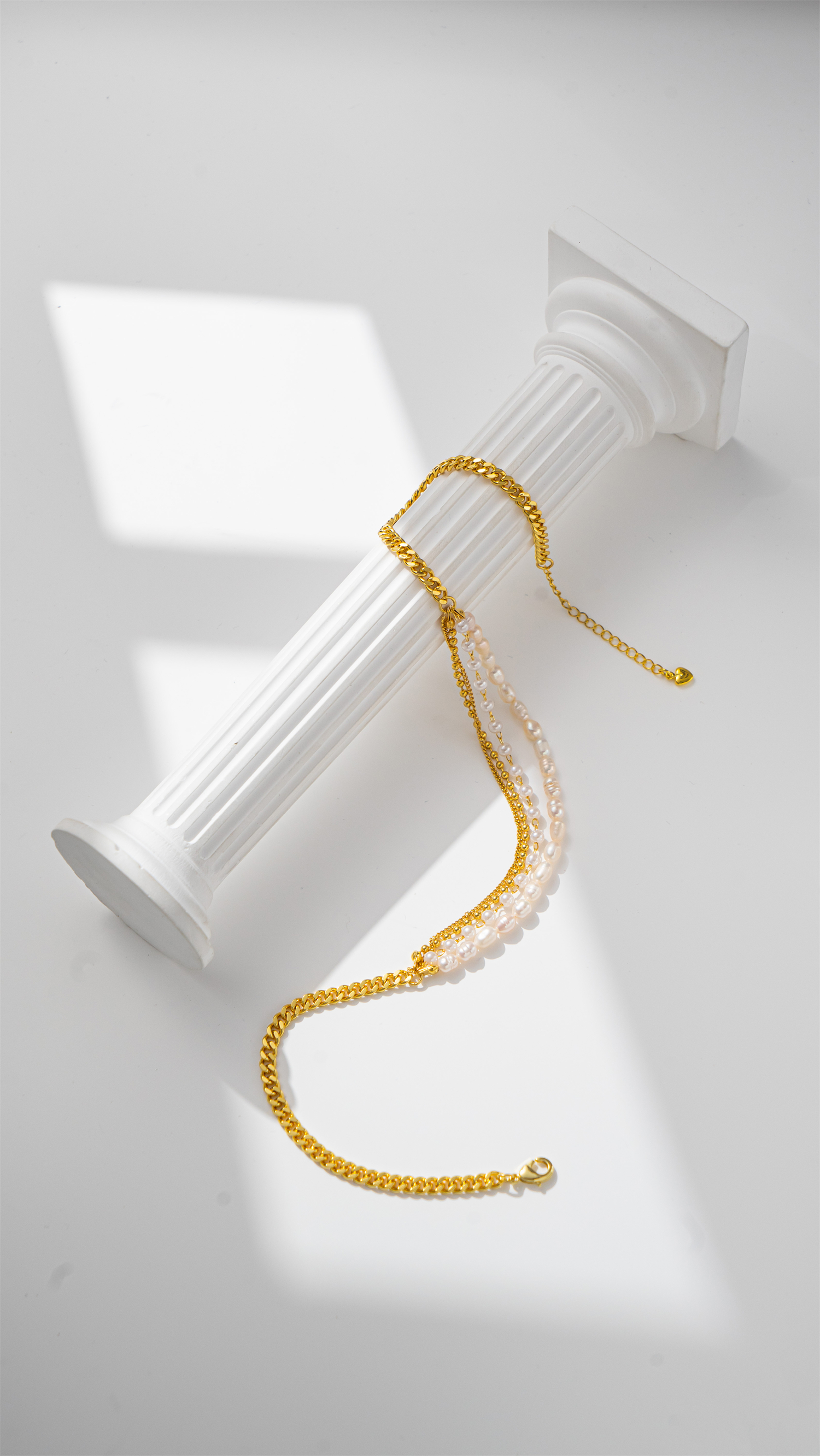 Multi-layer chain with natural freshwater pearl chain necklace Specification image