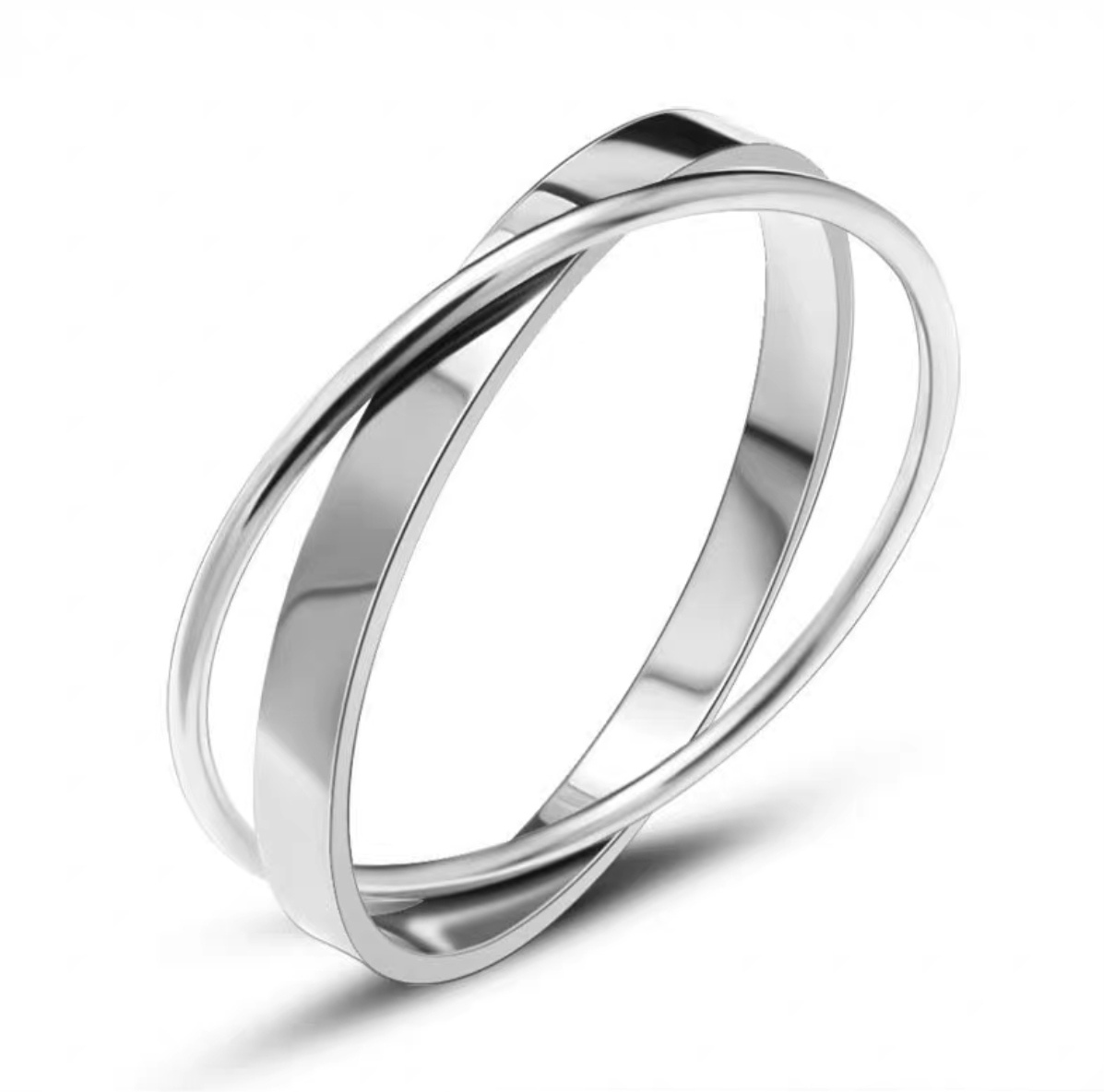 Factory direct sales of two-color cross-ring bracelets for couples, smooth stainless steel bracelets and titanium steel bracelets with new products Item Picture