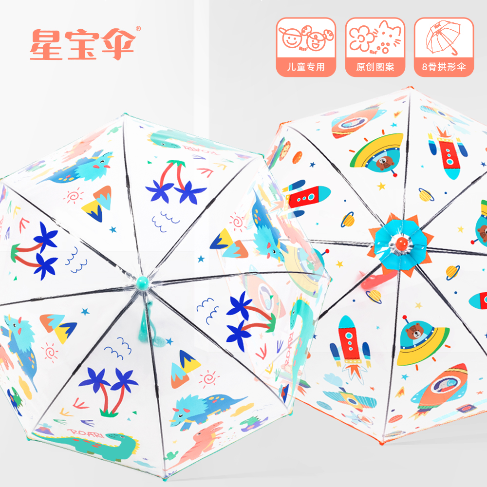 Xingbao Umbrella 025A Transparent Umbrella for Children, Underwater Kingdom Apollo Umbrella, Long-handled straight Umbrella, Transparent umbrella Wholesale, Small umbrella for Kindergarten babies Item Picture