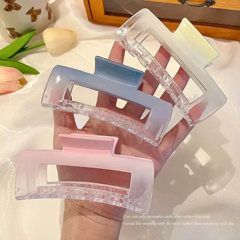 Forest-style shark transparent acrylic high-appearance-level niche square hair clip for women, new durable large-sized 2024 clip