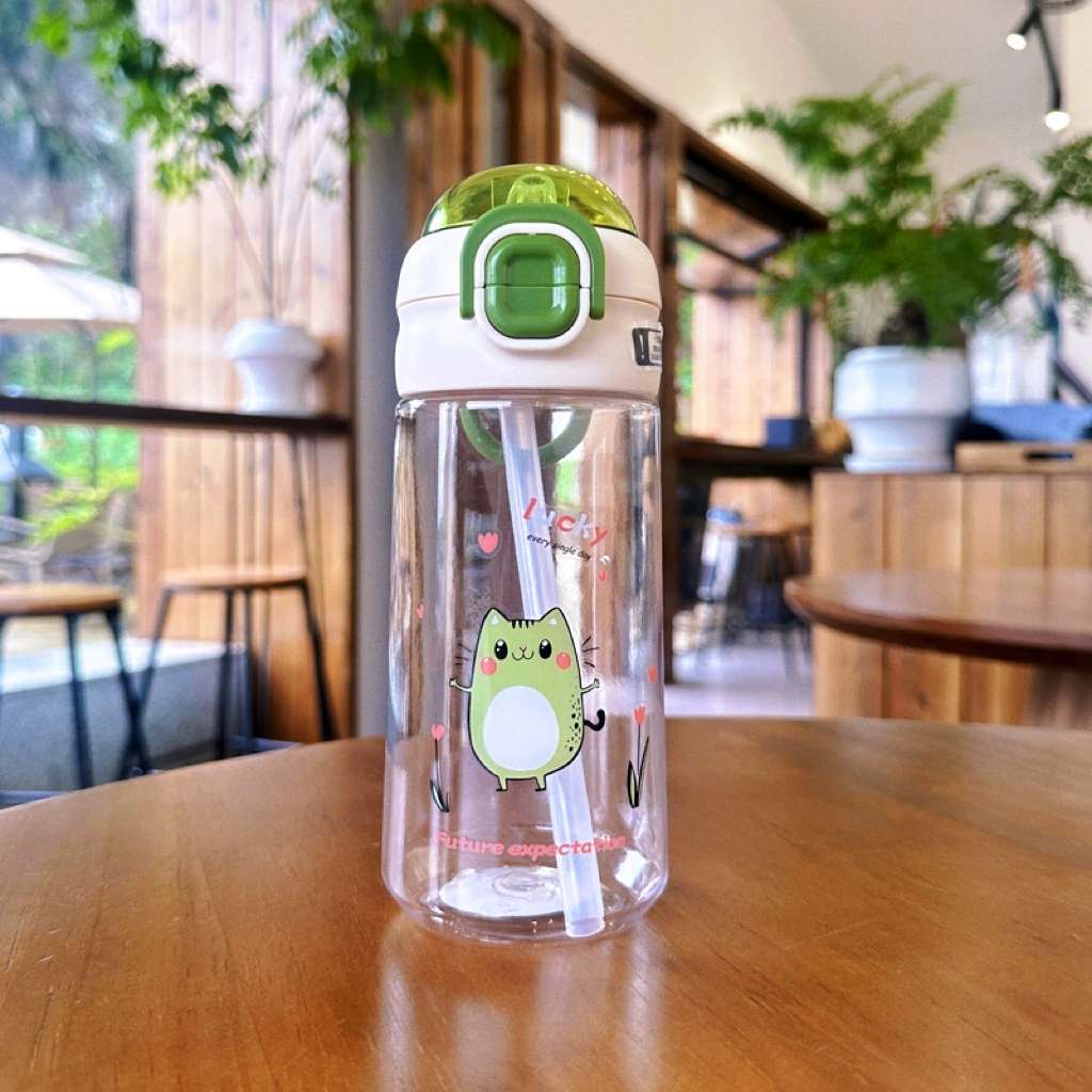 X152-XBD-6079 Internet celebrity children's plastic double drink cup cute spring cover outdoor portable straw straight drink student sports water cup undefined