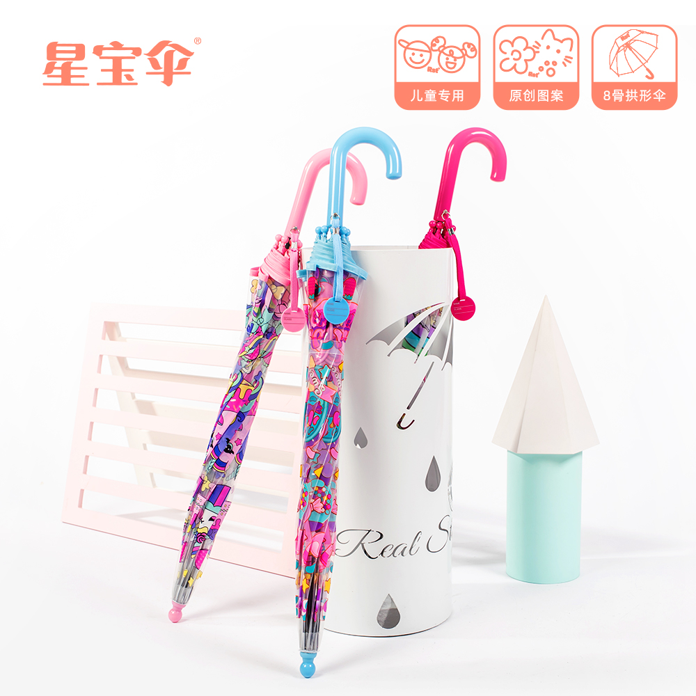 RST058A Children's umbrella, long-handled umbrella, transparent plastic umbrella, children's umbrella, princess umbrella, baby umbrella Application Scenario