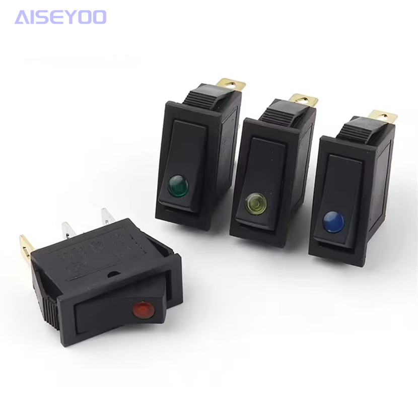 KCD3猫眼带灯船型开关 三脚2档 适配器猫眼带灯翘板开关 6A 250V 电热锅炒锅配件翘板电源按钮