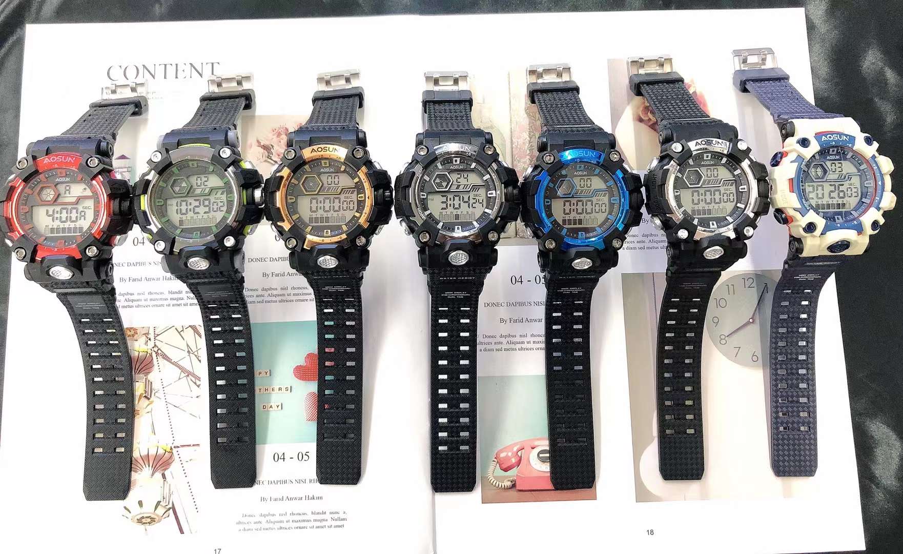 AOSUN电子手表女初高中女生运动防水多功能学生手表女款青春校园风手表1909