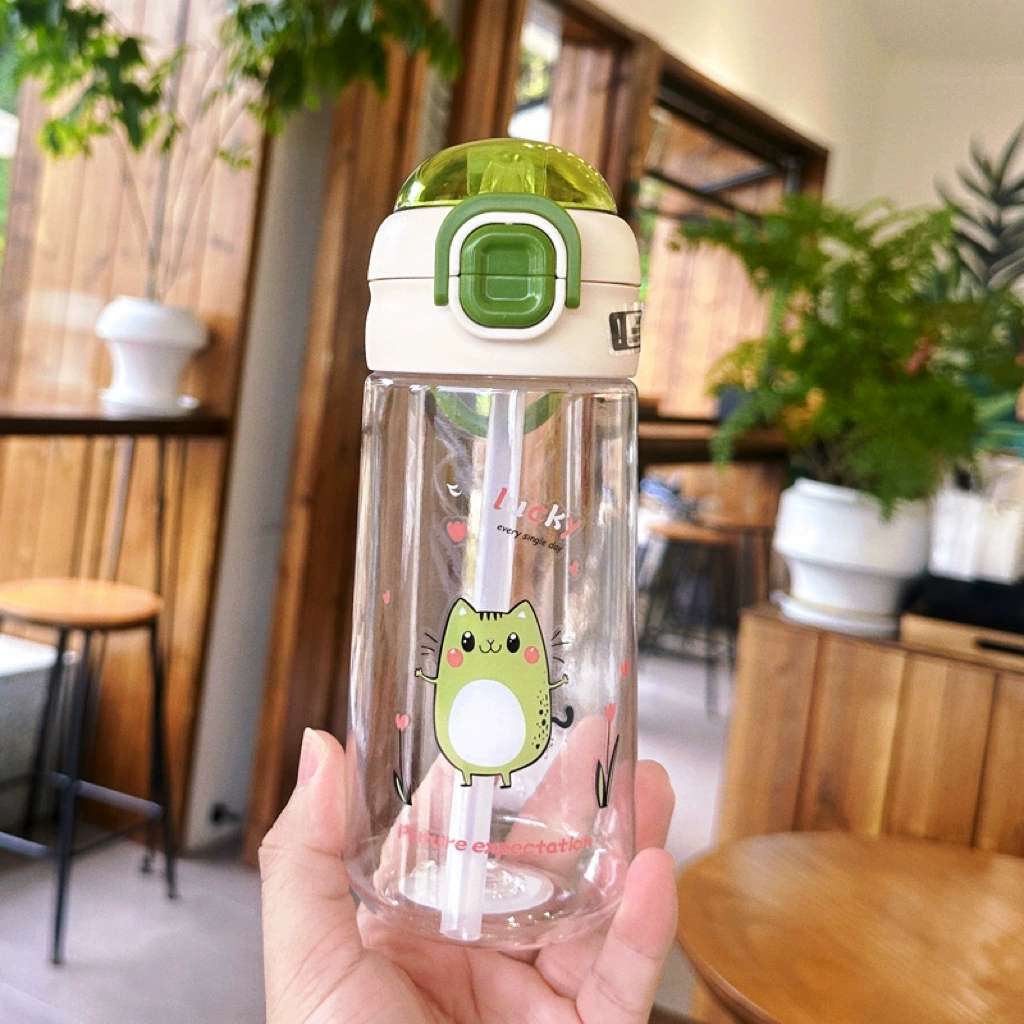 X152-XBD-6079 Internet celebrity children's plastic double drink cup cute spring cover outdoor portable straw straight drink student sports water cup undefined