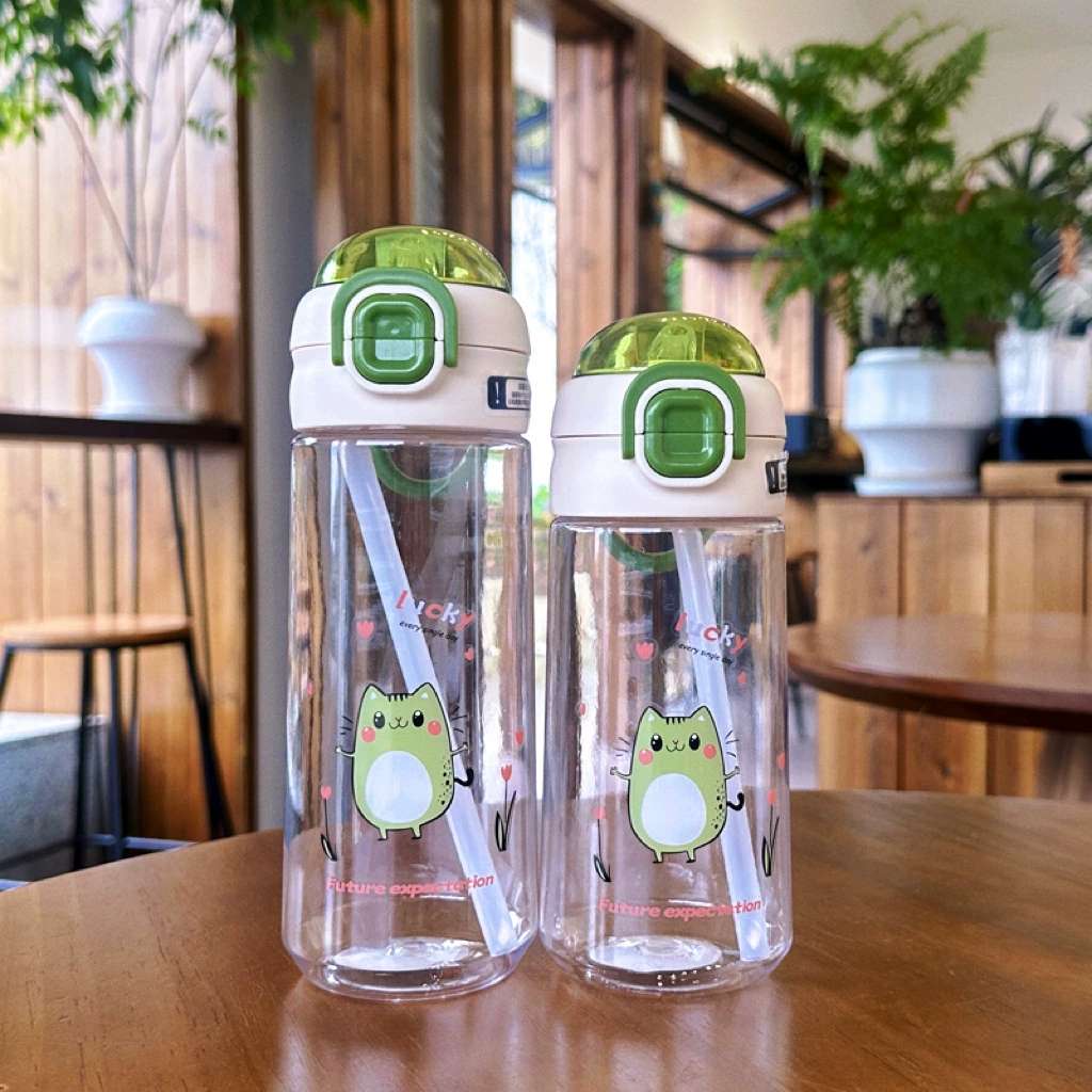 X152-XBD-6079 Internet celebrity children's plastic double drink cup cute spring cover outdoor portable straw straight drink student sports water cup undefined