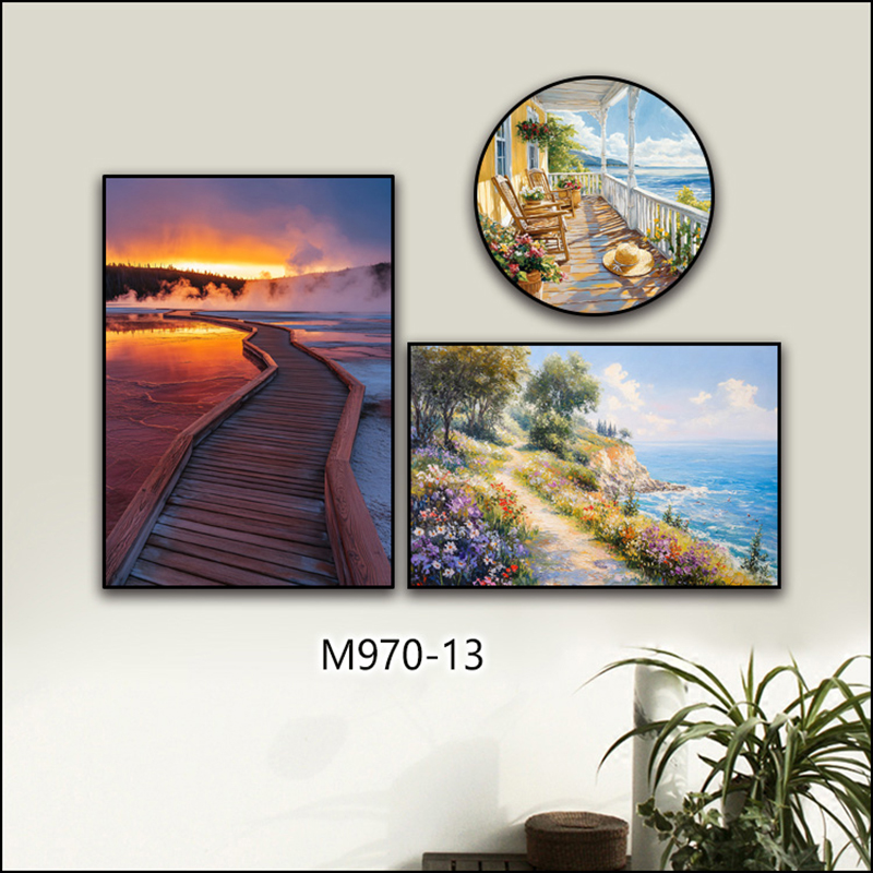 Beach living room landscape decoration handicrafts, spray-painted fabric paintings, high-quality imitation hand-painted oil paintings, living room decoration paintings, flower hanging paintings Item Picture