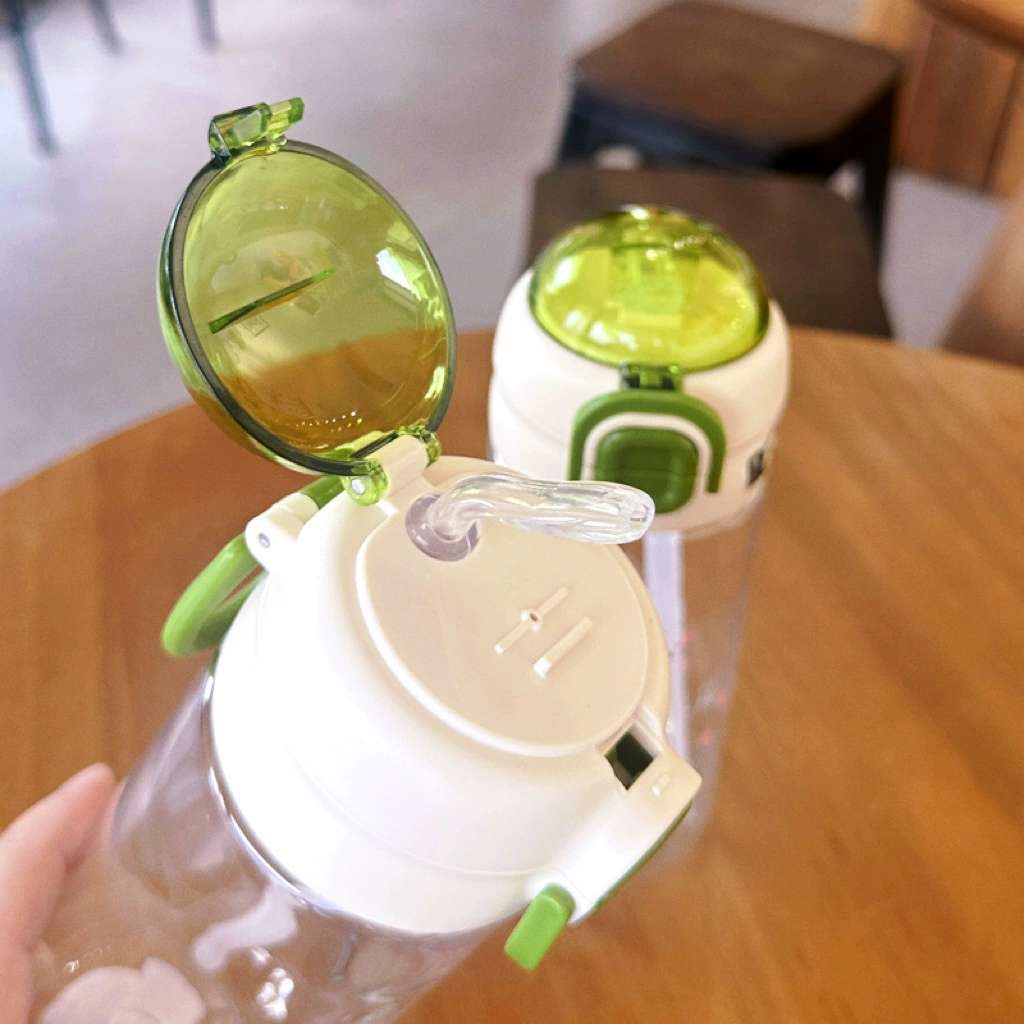 X152-XBD-6079 Internet celebrity children's plastic double drink cup cute spring cover outdoor portable straw straight drink student sports water cup undefined