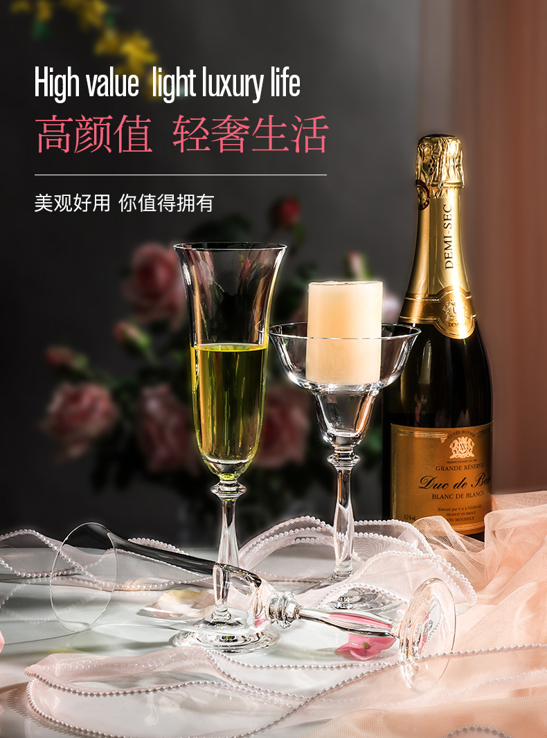 Crystalex Czech imported lead-free crystal wine glasses, red wine glasses, goblets, champagne glasses, gift box, three-piece set, home essentials, life artworks pic 9