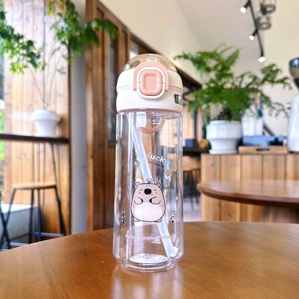 X152-XBD-6079 Internet celebrity children's plastic double drink cup cute spring cover outdoor portable straw straight drink student sports water cup Item Picture