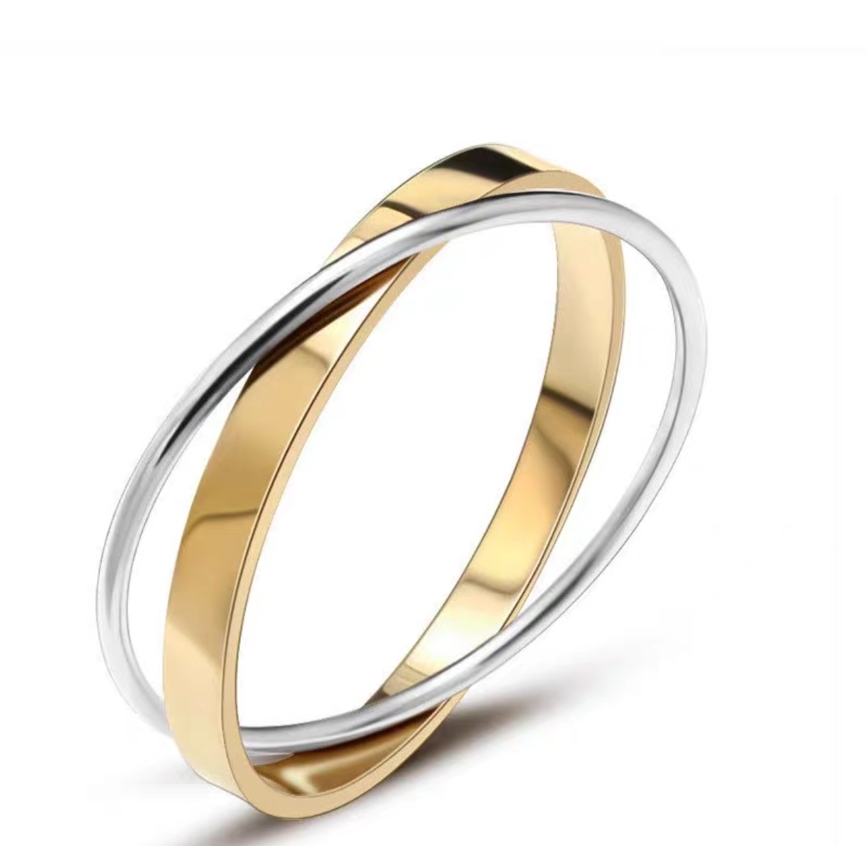 Factory direct sales of two-color cross-ring bracelets for couples, smooth stainless steel bracelets and titanium steel bracelets with new products detail image 3