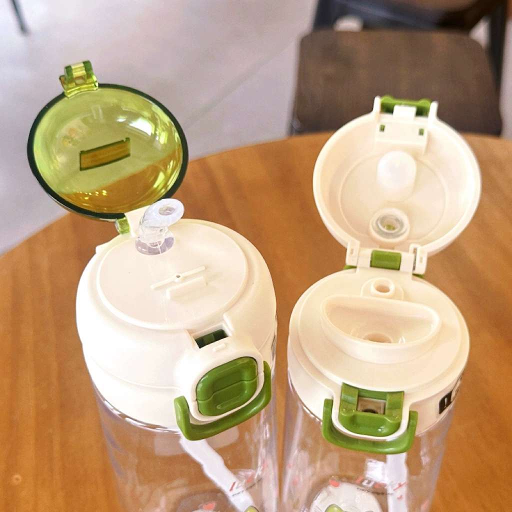 X152-XBD-6079 Internet celebrity children's plastic double drink cup cute spring cover outdoor portable straw straight drink student sports water cup undefined