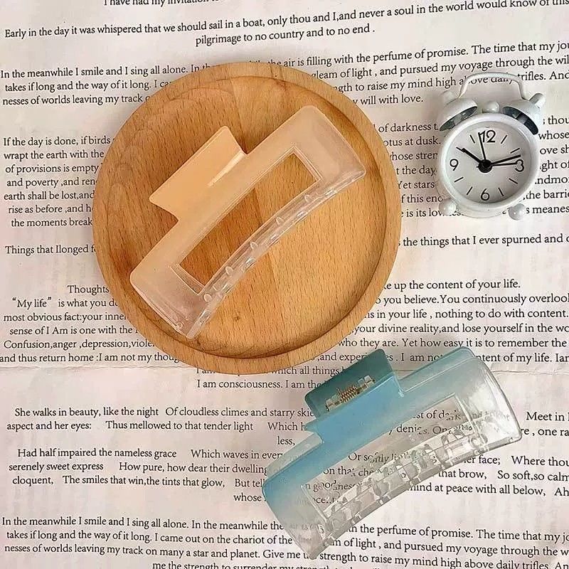 Forest-style shark transparent acrylic high-appearance-level niche square hair clip for women, new durable large-sized 2024 clip Application Scenario