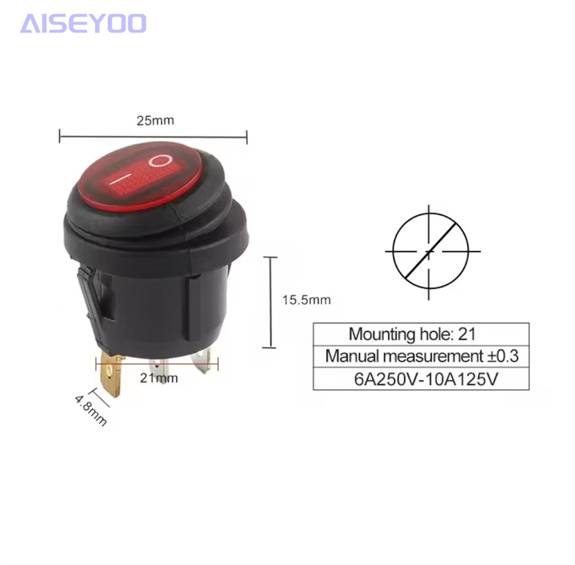 مفاتيح تبديل التيار الكهربائي ذات الفتحة 12V/24V/220V Specification image
