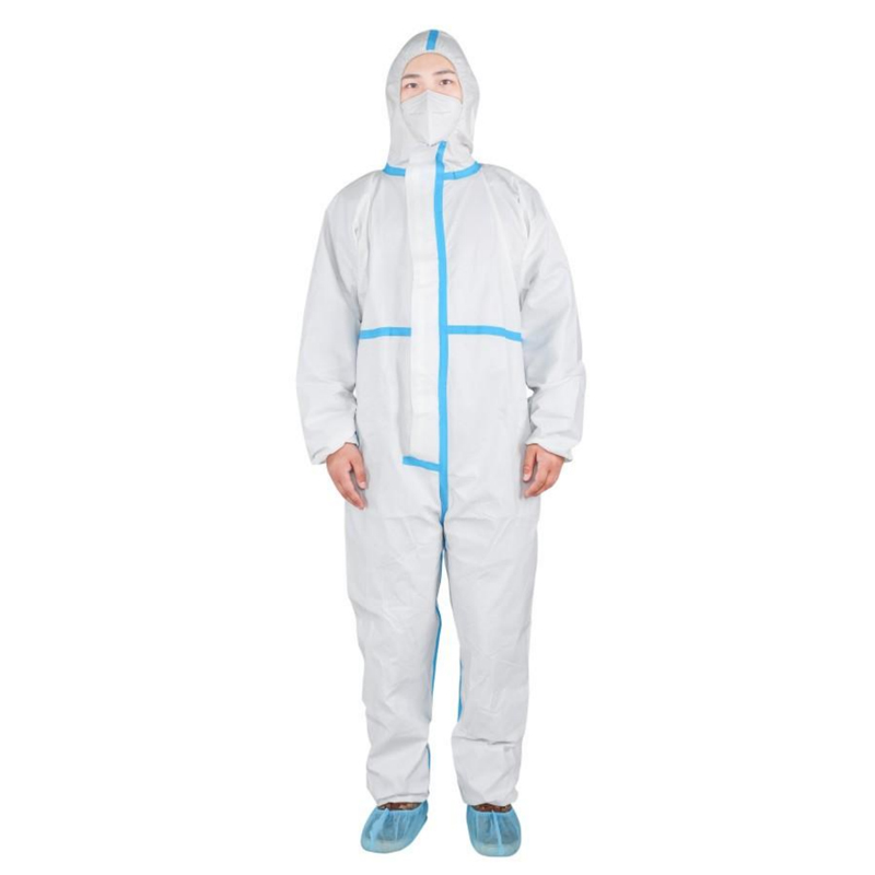	一次性防护服无纺布连体带帽防尘工作服猪场养殖场喷漆隔离衣定制详情2