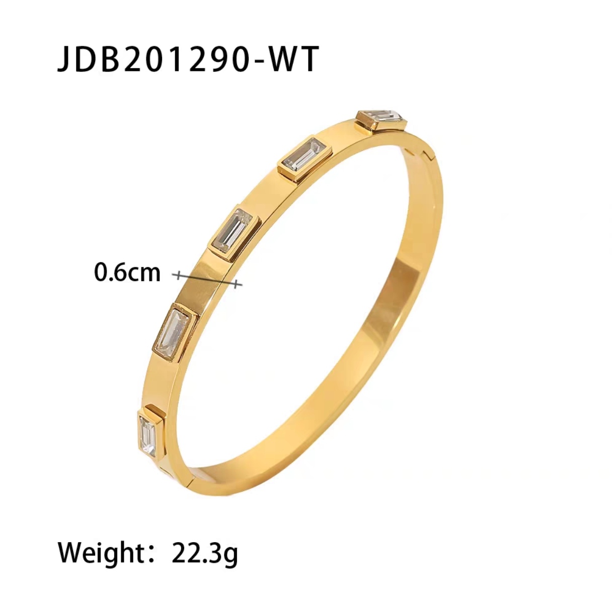 European and American ins retro titanium steel open gold bracelet, non-fading stainless steel bracelet, women's high-end look zircon bracelet Specification image