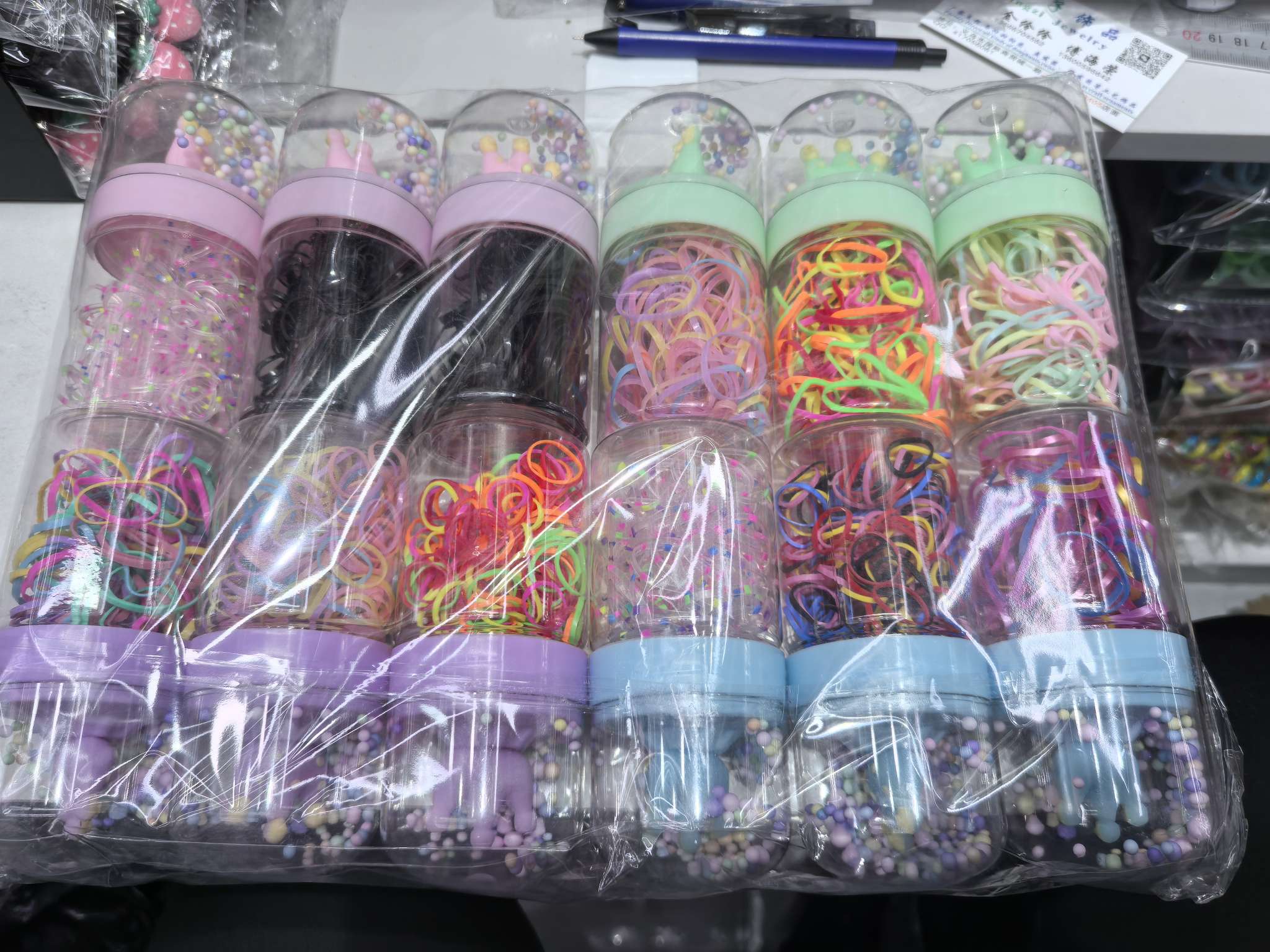 彩色高弹耐用儿童一次皮筋女扎头发儿童发圈不伤发扎头发皮筋，款式很多，颜色很多头绳详情图4