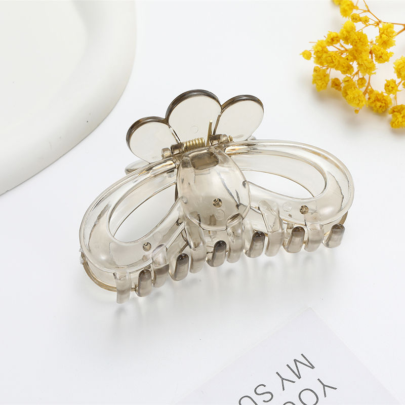 New transparent cloud-shaped claw clip, heart-shaped back head half-claw shark clip, high-end flower jelly color hair clip, national trend series Item Picture