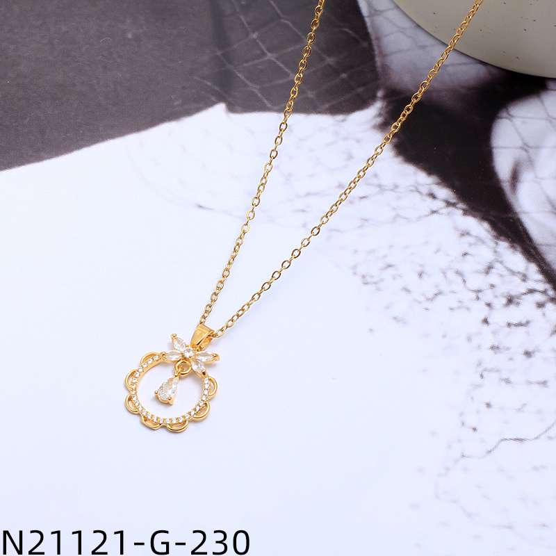 高档项链 天然珍珠链 饰品 项饰 中东铜镶锆石吊坠 珍珠项链 优雅女士首饰 精致礼物详情图2