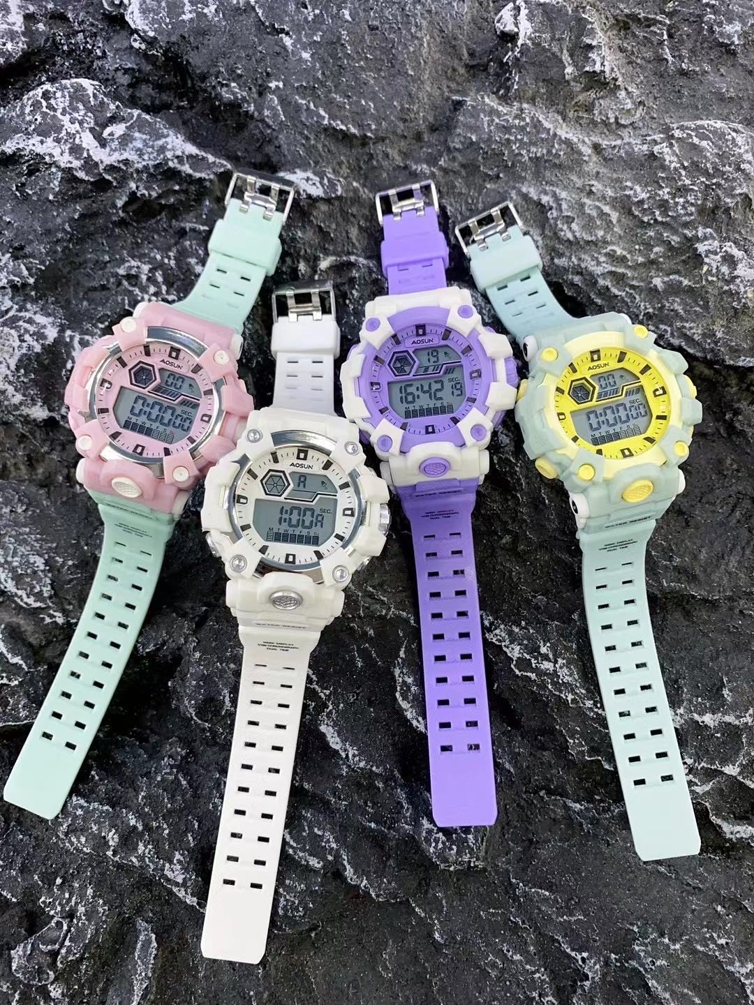 AOSUN电子手表女初高中女生运动防水多功能学生手表女款青春校园风手表1809新