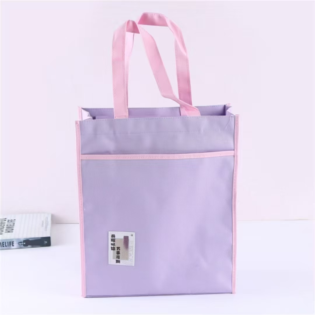 Oxford cloth double-layer handbag, student tutorial bag, primary and middle school hand-held book bag Item Picture