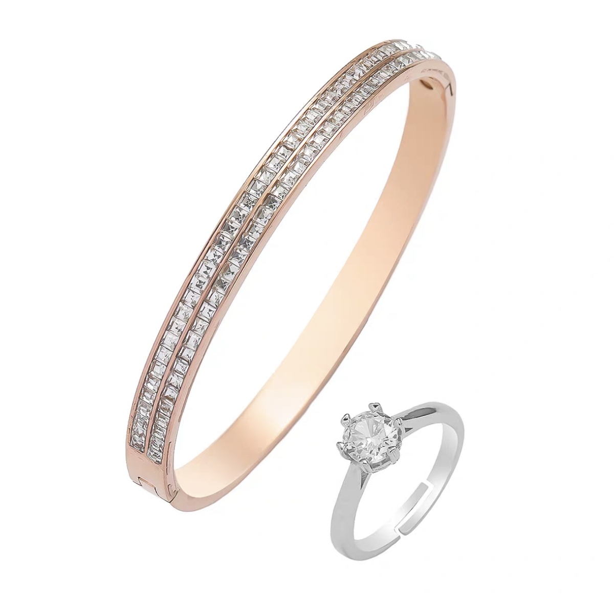 This is a new fashion bracelet for women, featuring a starry sky with double rows of diamonds. It is a simple and elegant stainless steel jewelry with a retro European and American style detail image 5