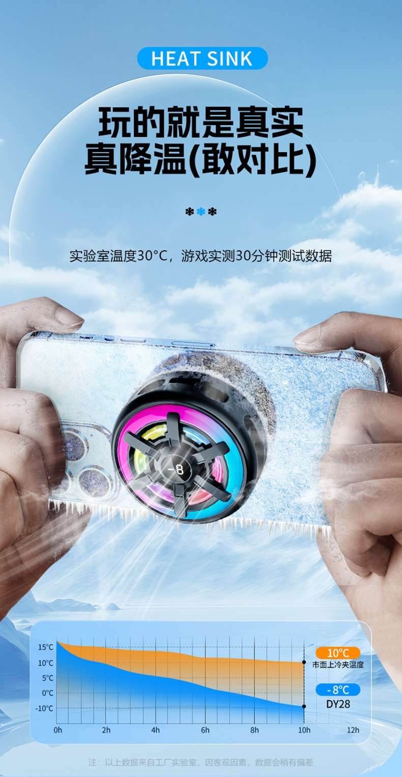 半导体制冷散热器手机磁吸背夹两用结冰数显降温神器详情图1