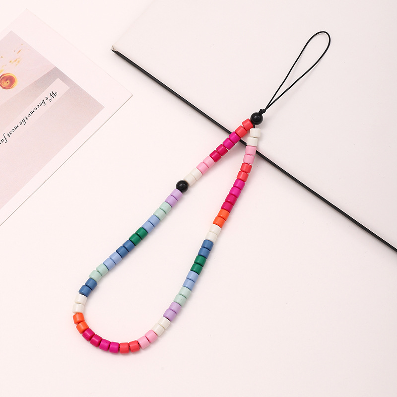 Hot-selling internet-famous beaded heart-shaped mobile phone chain, anti-loss and anti-drop phone case diy pearl pendant, short mobile phone detail image 10