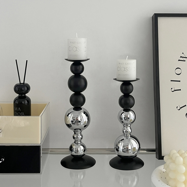 Creative model room decoration, candle holder, European-style round ball decoration, wedding home decor, romantic candlelight dinner candlestick detail image 2