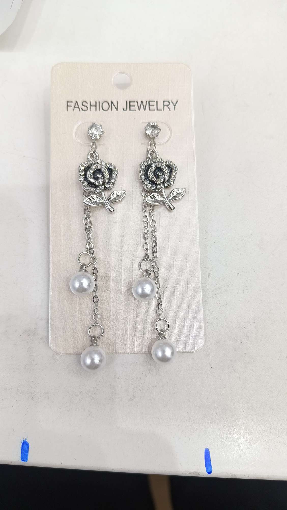 珍珠耳环跨境新款简约清新项链耳环套装镶嵌钻石小众设计锁骨链百搭食指戒 /详情图1