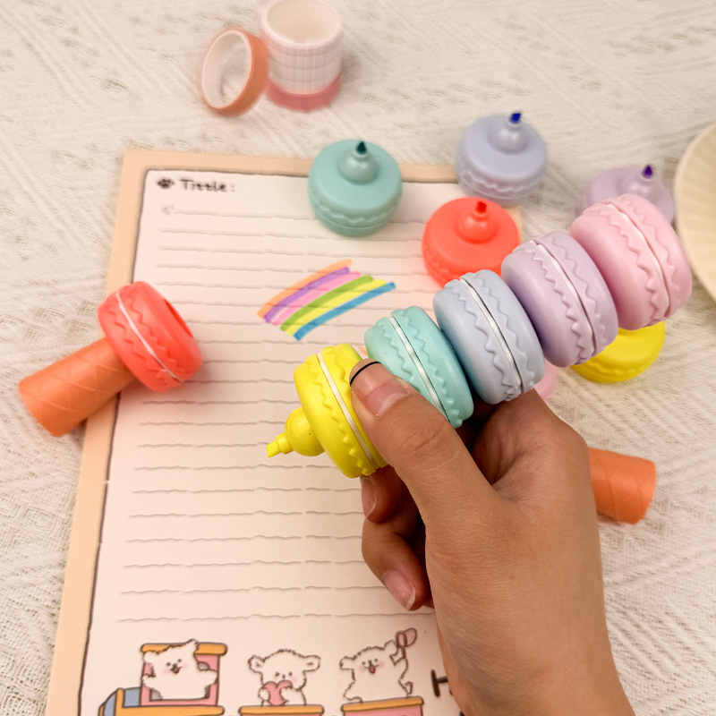 Highlighters Creative Macron cookie Highlighters Children's multi-section color painting highlighters Graffiti markers Specification drawing