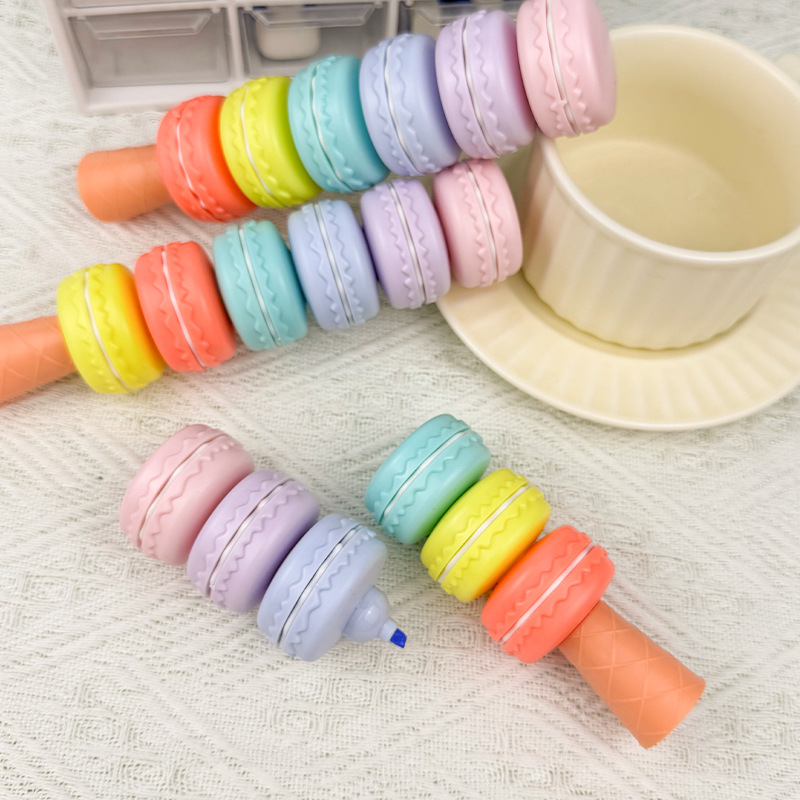 Highlighters Creative Macron cookie Highlighters Children's multi-section color painting highlighters Graffiti markers details Picture