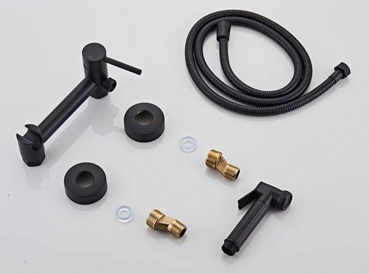 简易黑色淋浴花洒套装喷枪款  冷热马桶喷枪妇洗器家用洗澡细节图