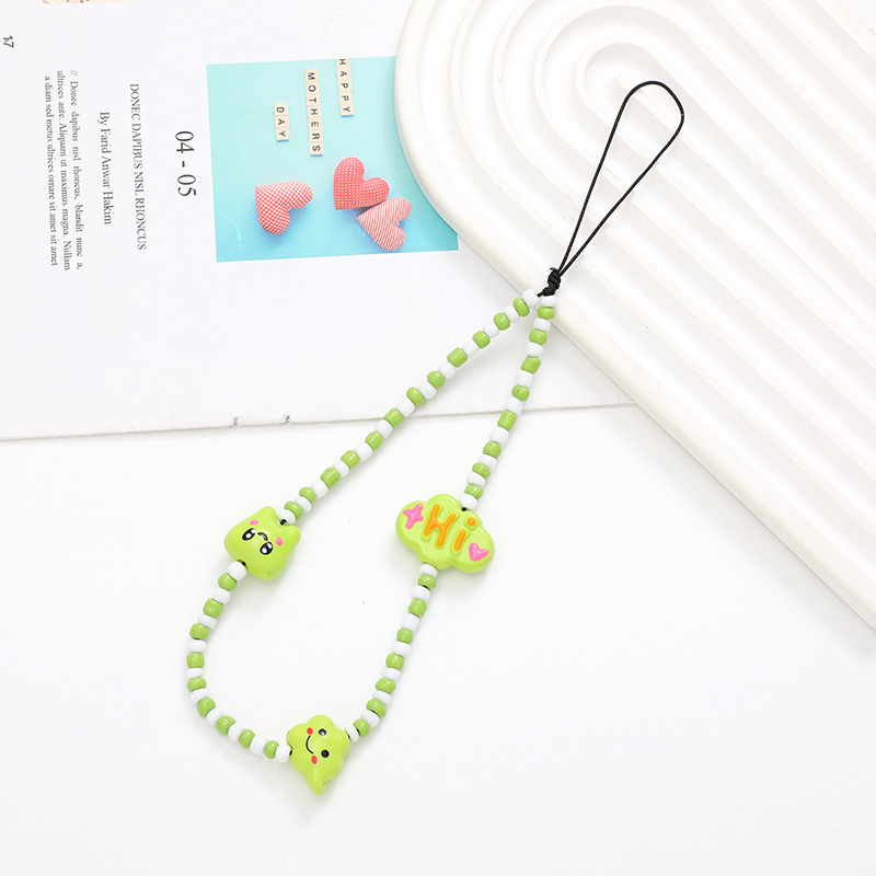 Hot-selling internet-famous beaded heart-shaped mobile phone chain, anti-loss and anti-drop phone case diy pearl pendant, short mobile phone detail image 6