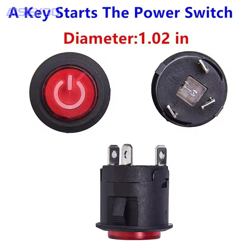 Ppbs3-5 self-locking button switch with light card type, DS-22 children's cart start switch, mechanical electric vehicle switch, opening 22mm Specification image