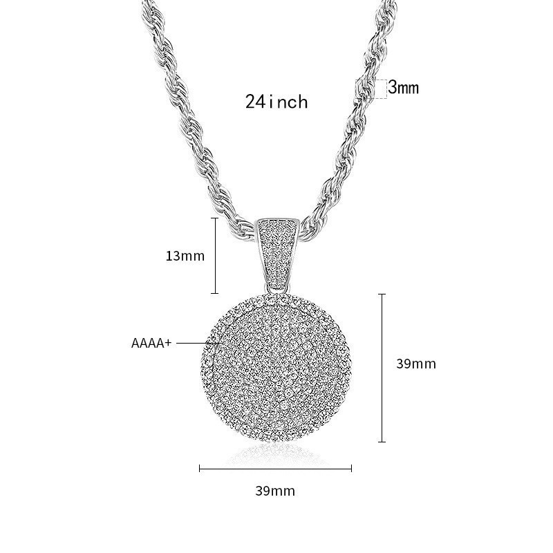 Full diamond round cake pendant gold necklace with slightly inlaid zircon hip-hop Application Scenario