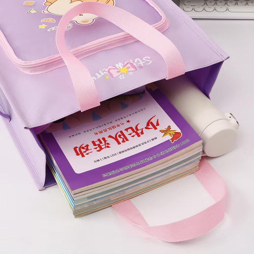 Primary and middle school students' tutorial bags, children's tutorial bags, hand-held bags, mesh visible sticker bags pic 8