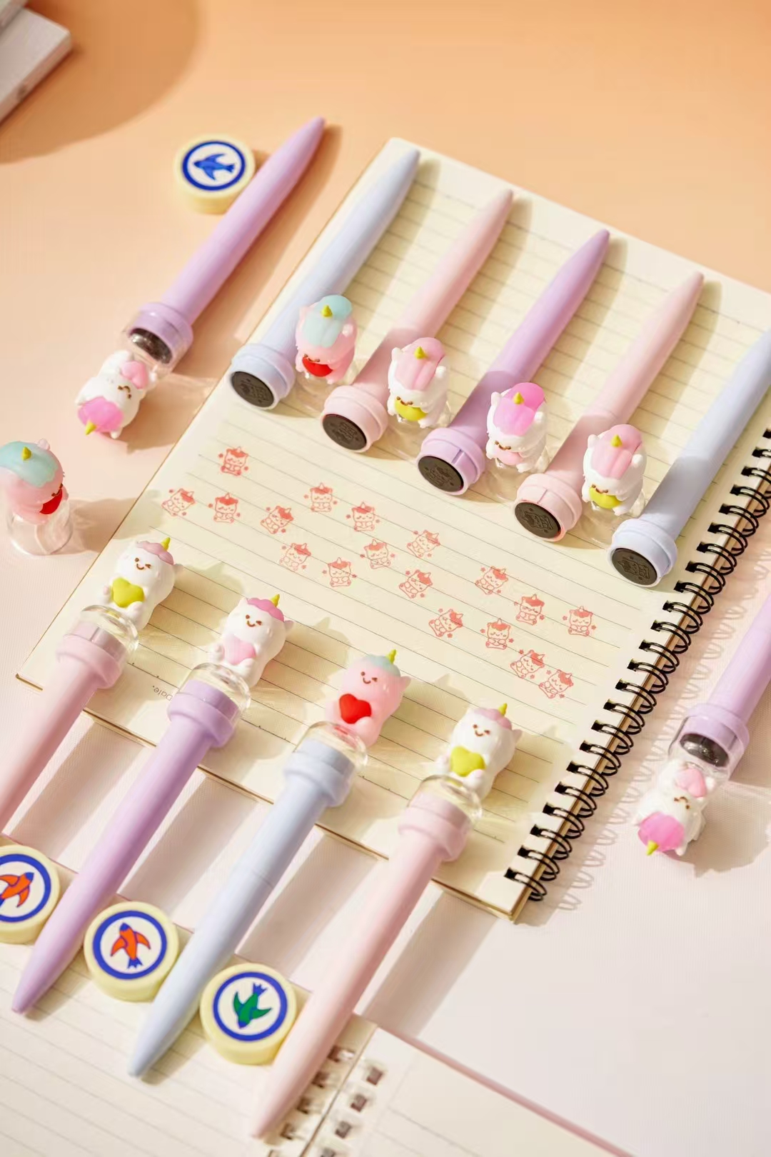 Fandouka stationery Creative and cute cartoon head unichorned horse seal pressure-relieving gel pen smooth and easy to write. Factory wholesale creative stationery gel pen