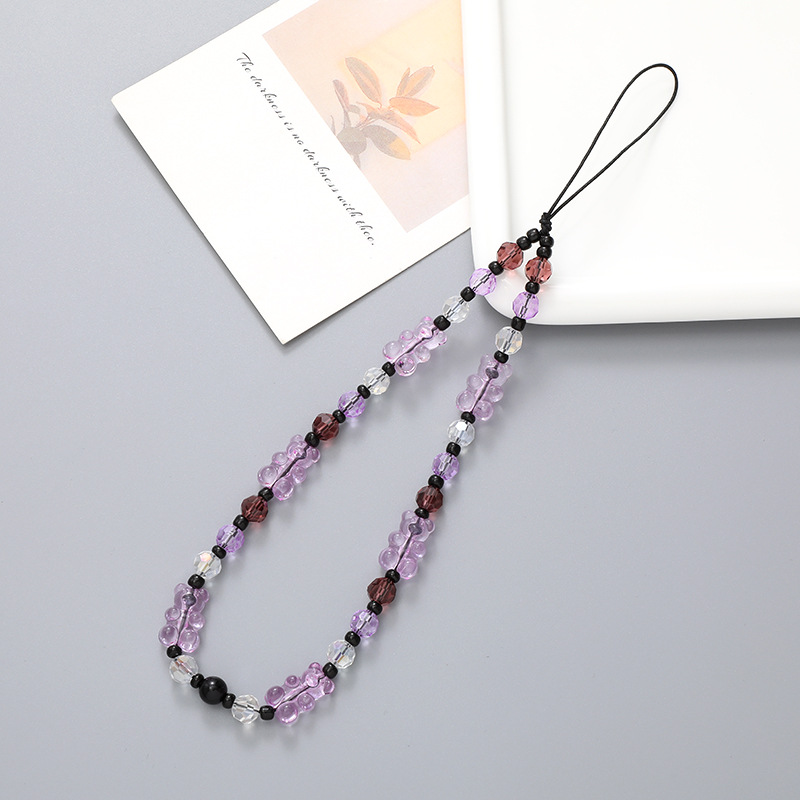 Hot-selling internet-famous beaded heart-shaped mobile phone chain, anti-loss and anti-drop phone case diy pearl pendant, short mobile phone detail image 19