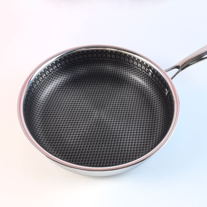 Food-grade 316 stainless steel frying pan with double-sided screen fish scale pattern, non-stick frying pan Specification image