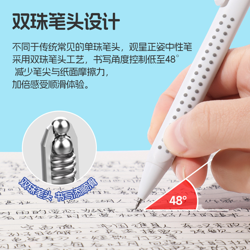 Neutral pen High-end simple star grip Triangle upright signature pen ST Head quick-drying signature pen details Picture
