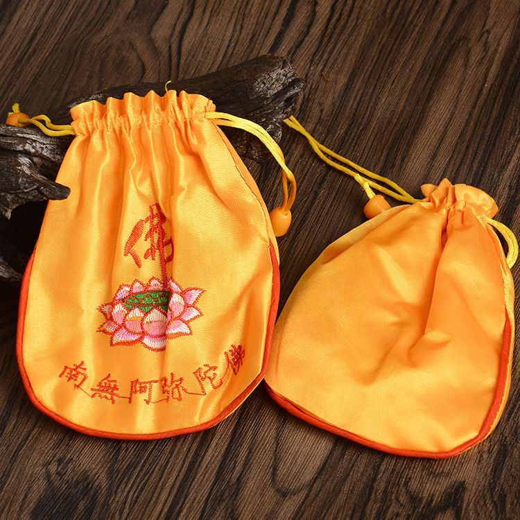 莲花阿弥陀佛福袋平安首饰佛袋布袋刺绣佛珠袋子锦囊荷包丝绸随身产品图