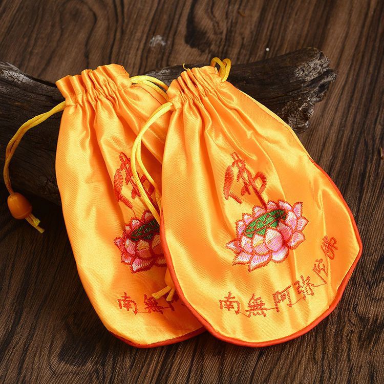 莲花阿弥陀佛福袋平安首饰佛袋布袋刺绣佛珠袋子锦囊荷包丝绸随身详情图2
