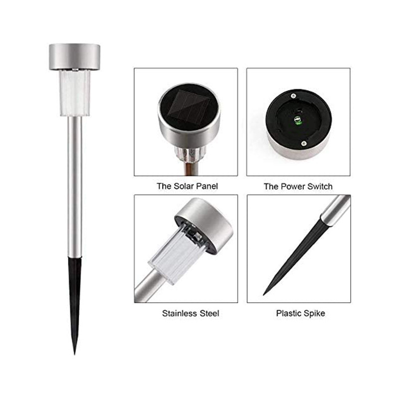 Solar Lights Outdoor Waterproof, Stainless Steel LED Landscape Lighting Outdoor Solar Lights for Outside Solar Garden Lights for Pathway, Walkway, Patio, Yard, Lawn Specification drawing