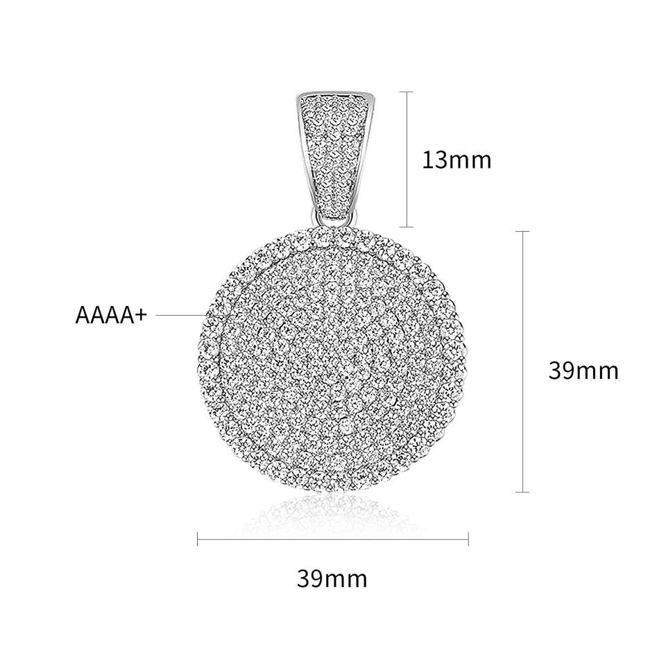 Full diamond round cake pendant gold necklace with slightly inlaid zircon hip-hop detail image 7