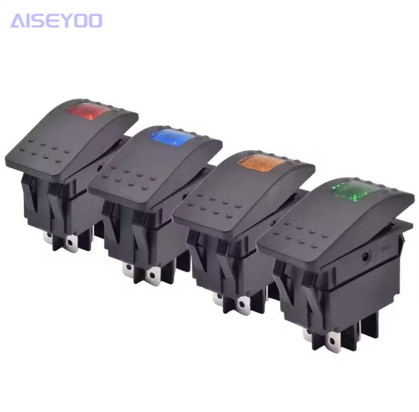 Waterproof lift plate toggle switch, car, ship, yacht switch button, 12v led light, 4-pin switch, yacht, RV button switch, boat-shaped switch Item Picture