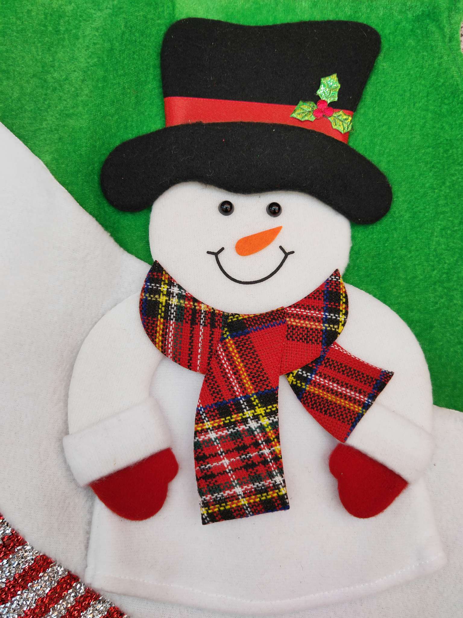 Christmas snowman figurines, tree skirts, Christmas decorations, and festive atmosphere arrangements details Picture