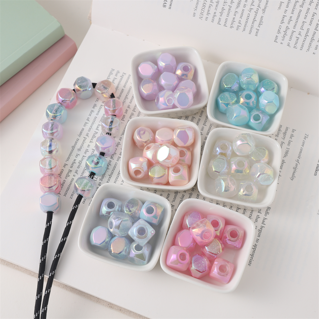 Acrylic powder cream, UV-coated color, rhombic beads, straight hole beads, loose beads, DIY bracelet, hair accessory, headwear accessories Specification image