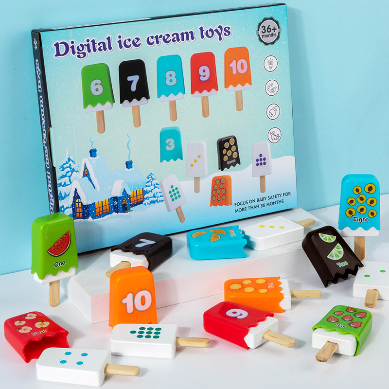 Digital ice cream stick Popsicle matching game children's digital enlightenment cognitive color table toy baby benefit intelligence Specification drawing