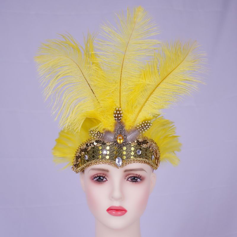 羽毛头饰发带 服饰装扮头带鸵鸟毛头饰印第安头带    详情3